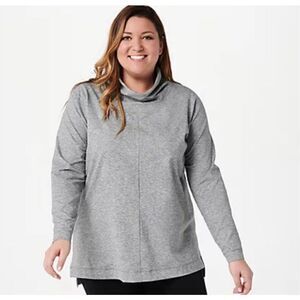 Zuda Z-Ultrasoft Space Dye Grey Funnel Neck Tunic Activewear  NEW